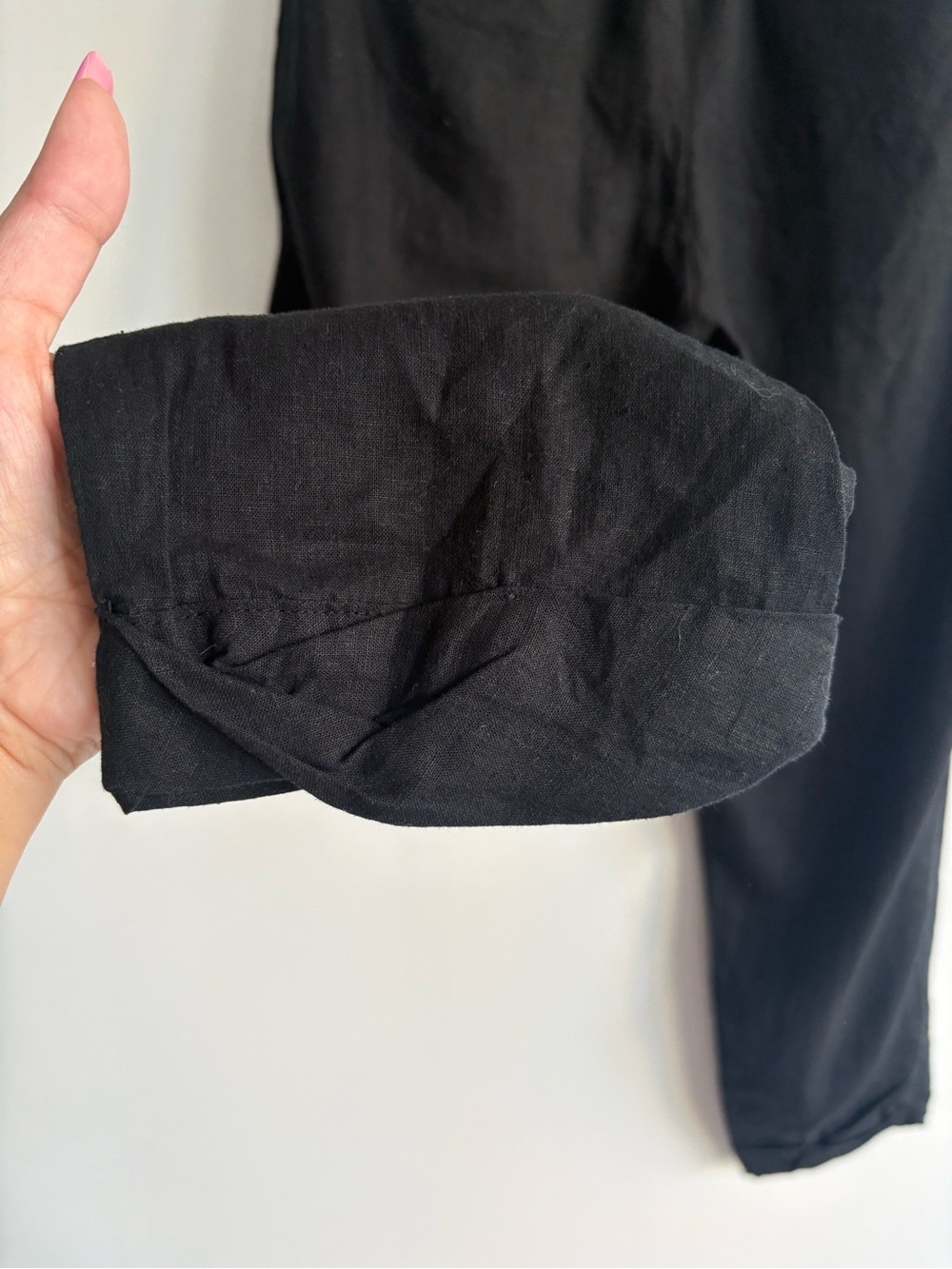 Free People Linen Blend Free Cropped Tie Pant Black Sz 10 - Picture 10 of 12